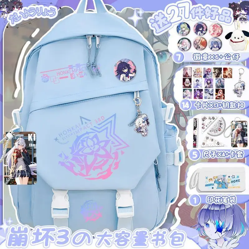 

Honkai Impact 3Rd Merchandise Elysia Elementary Middle School Large Capacity Boys Girls Casual Backpack Anime
