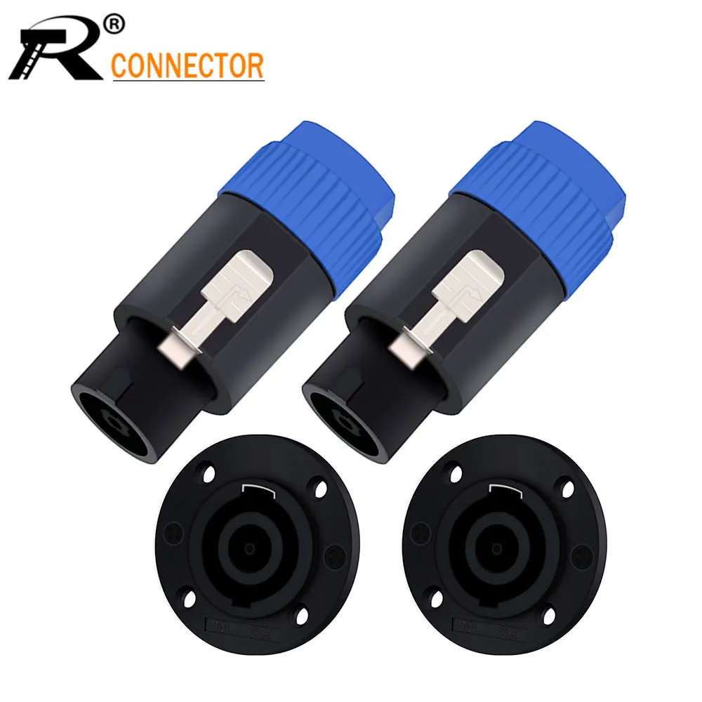 20PCS/10Sets SpeakON 8Pin Powercon Plug Speaker Cable Connectors 8 Pole Plug + 8PIN Female Jack Panel Mount Socket Adapter