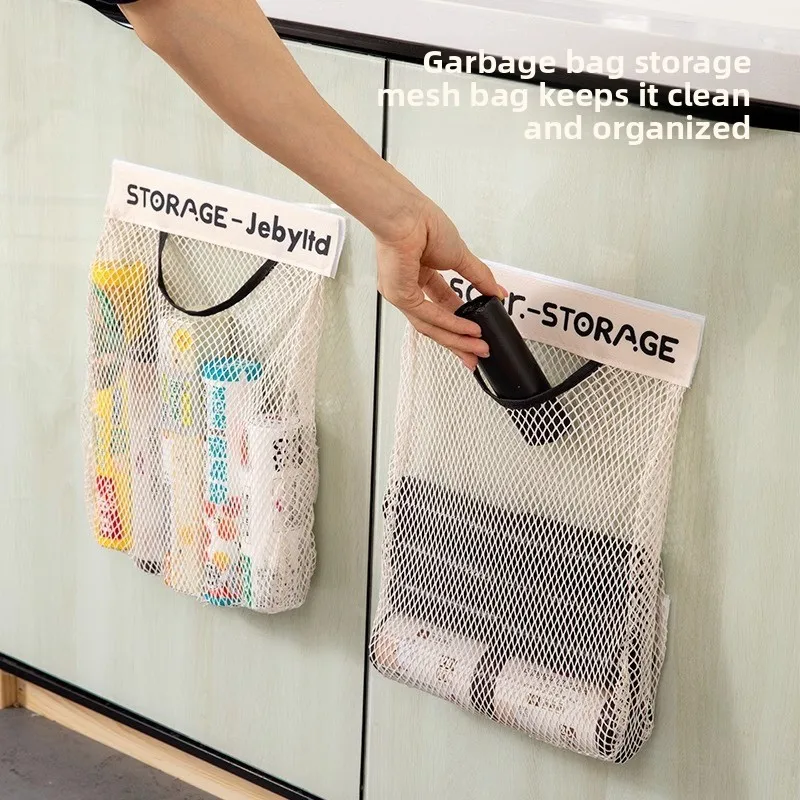 Müllsack-Aufbewahrungsartefakt. Wandmontierte Plastiktüten-Netztasche für die Küche mit großem Fassungsvermögen