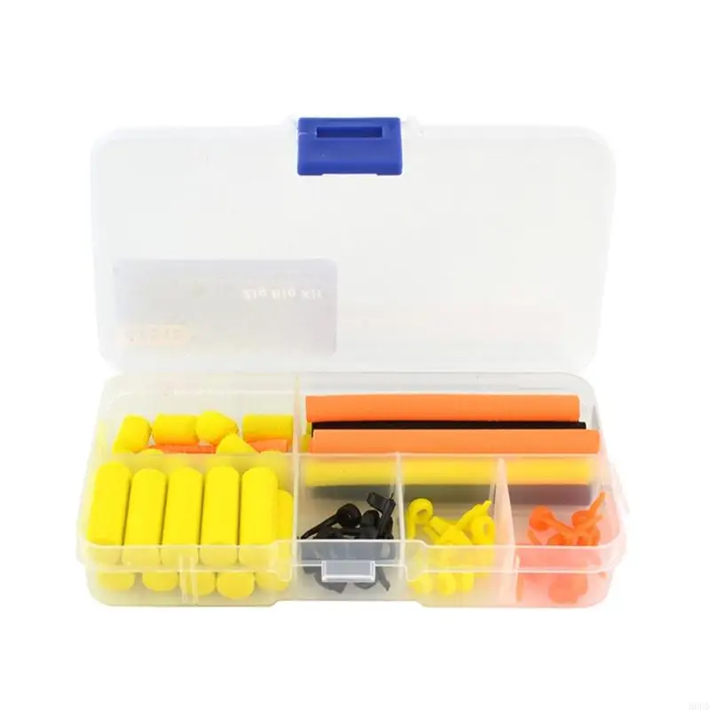 Foam Baits Floating Angling Assortment with Trimmable Cylinders and Divided Case Hardware for Pond and Shallow Water 69HD