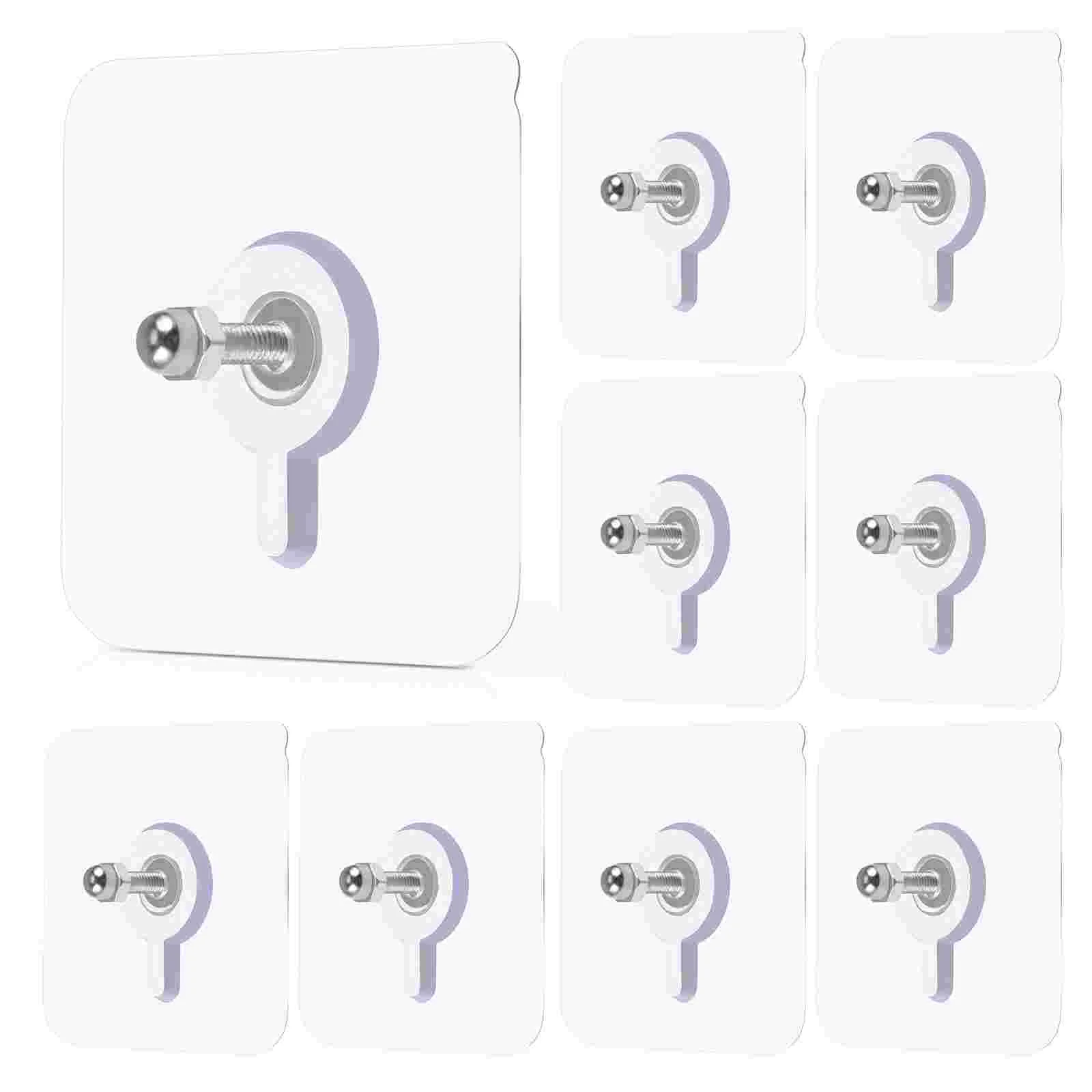 

10 Pcs Hooks No Trace Screw Sticker Kitchen for Hanging Coat Hanger Silver Child