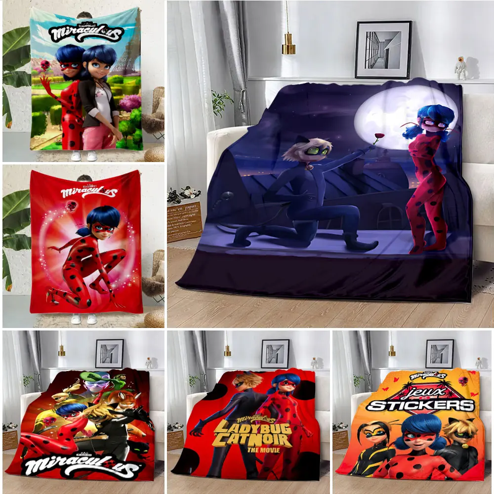 Superhero Girl Printed Blanket Picnic L-Ladybug Blankets Warm Blanket Soft and Comfortable Blanket Home Travel Birthday Gift