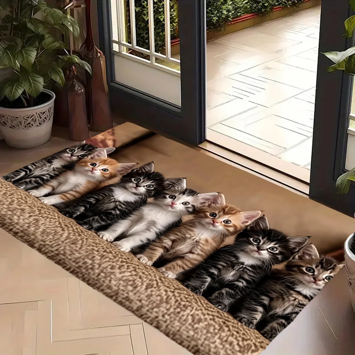 Heavy Duty Indoor Outdoor Welcome Doormat Mat Entryway Runner Rug Pet Cleaning Accessory for Porch Entrance Home Decor Durable W