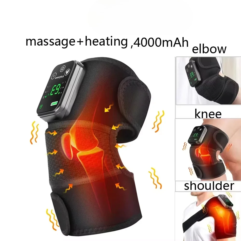 Elektrisch beheizte Vibration, Kniemassage, Physiotherapie-Pad, 3-in-1-Massagegerät zur Schmerzlinderung von Schulter-Ellenbogen-Heißkompresse