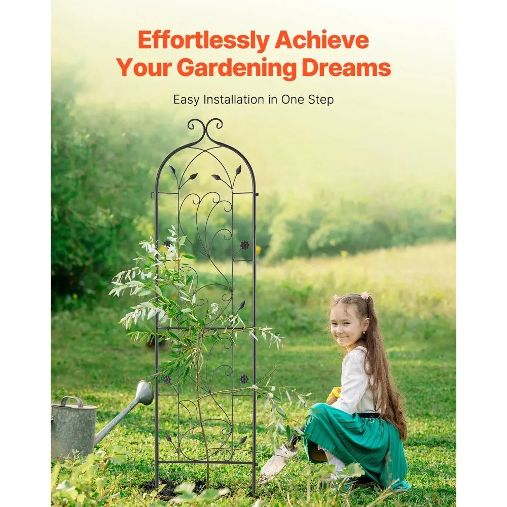 Metal Garden Trellis 60" x 15" for Climbing Plant Support Rustproof