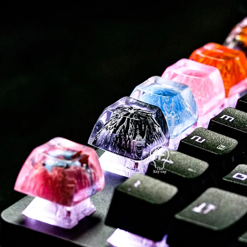 1 قطعة شخصية الحرفي الراتنج جبل ثلجي كيكابس للوحة مفاتيح الألعاب الميكانيكية عبر المحور GK64 مخصص ESC مفتاح هدية للكمبيوتر #4