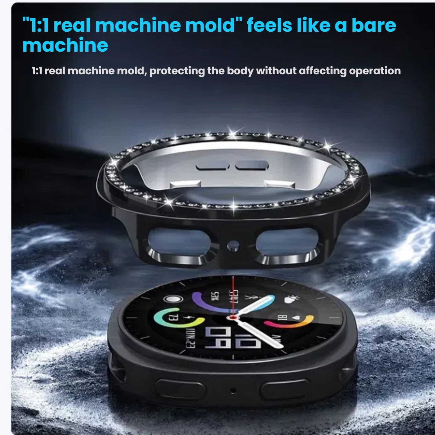 PC Suitable for Samsung Watch8 40/44mm Protective Case Half Pack Hollowed Out Diamond Inlaid Galaxy Watch8 Protective Accessorie