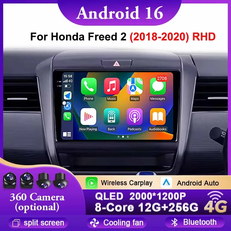 For Honda Freed 2 2018-2020 RHD Car Radio Multimedia Video Player Navigation GPS Wireless BT 4G WIFI Carplay Android 16 Screen