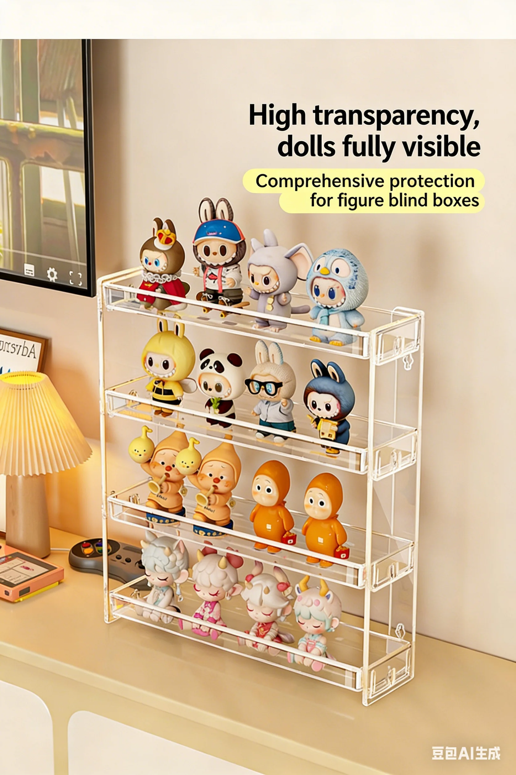 Blind Box Storage Display Rack Fully Transparent Large Capacity Handmade Cabinet Gundam Bubble Mart Acrylic Display Box