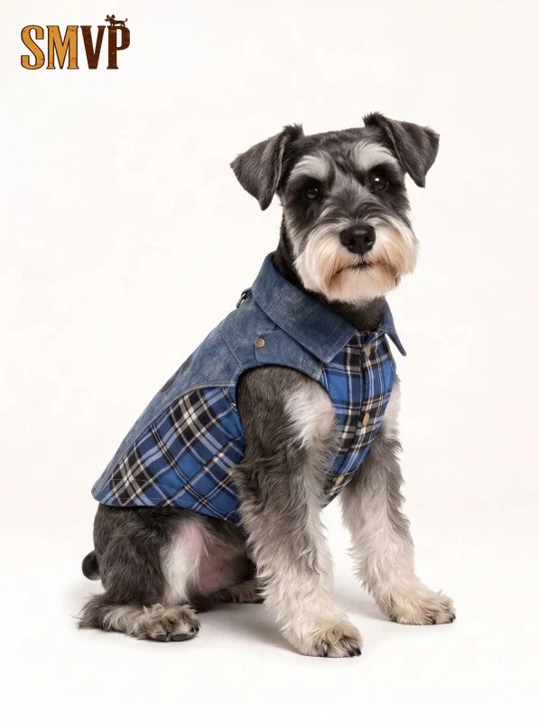 chemise-pour-chien-en-jean-a-carreaux-patchwork-avec-collier-a-anneau-en-d-vetements-vintage-pour-animaux-de-compagnie-tenue-d'automne-pour-chiens-de-petite-et-moyenne-taille-vetements-de-tous-les-jours