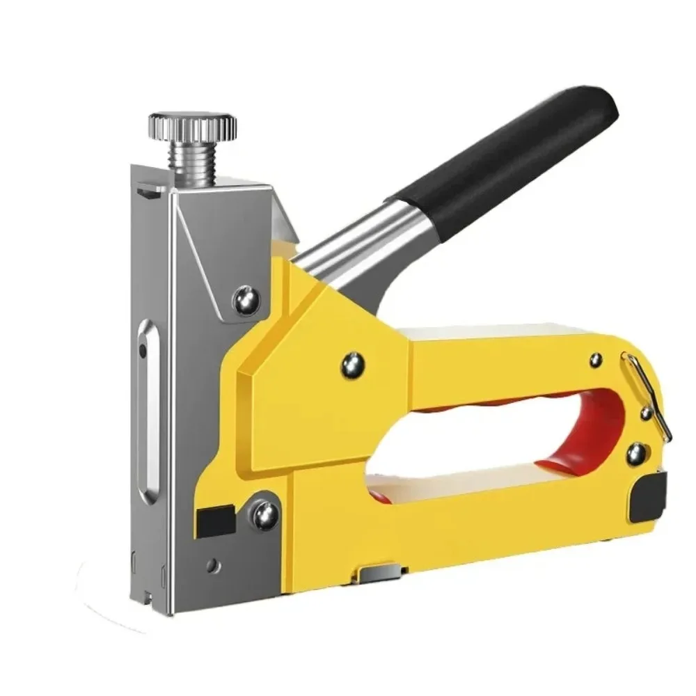 Pistola de grampeamento para estofamento, resistente, 4 em 1, com 800 grampos, ajuste manual de energia, grampeador para artesanato em madeira, carpintaria