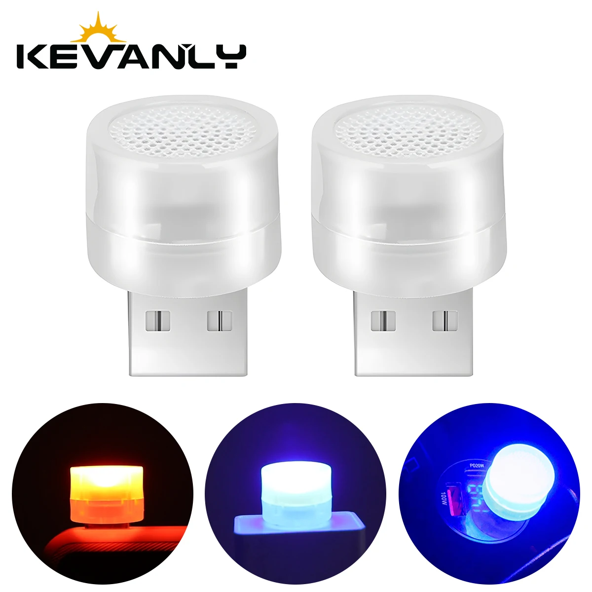 2PCS USB Mini LED Night Light Car Interior Atmosphere Light RGB Flashing Light Reading Lamp Plug Play Auto PC Computer Light