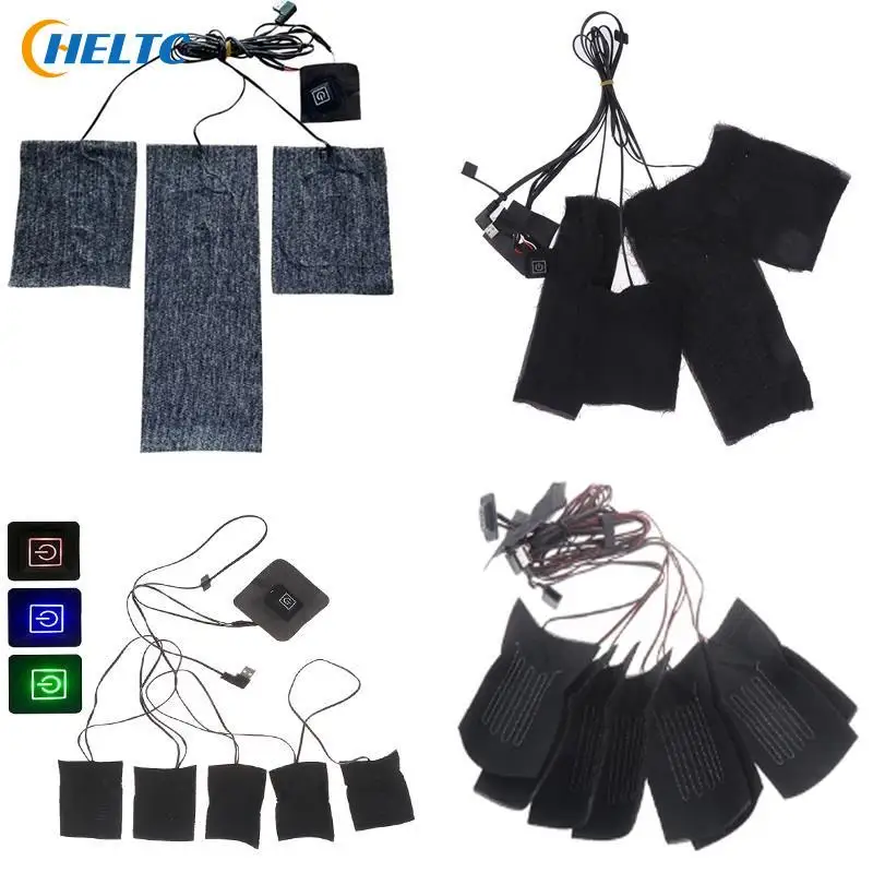 1Set USB Electric Heated Jacket Heating Pad Outdoor Themal Warm Winter Heating Vest Pads For DIY Heated Clothing 3/4/5/8IN1Sheet