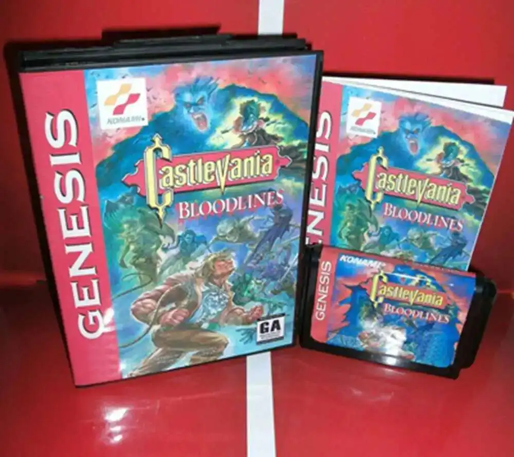 Castlevania Bloodlines NTSC-U فقط مع صندوق وخرطوشة يدوية لبطاقة الألعاب Sega MD 16 بت نظام Megadrive Genesis