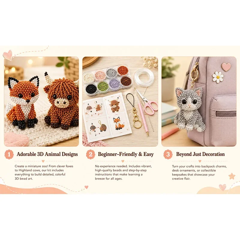 Diy Perlen Set Für Handgefertigte 3d Tierfiguren Bastelset_voghion.com