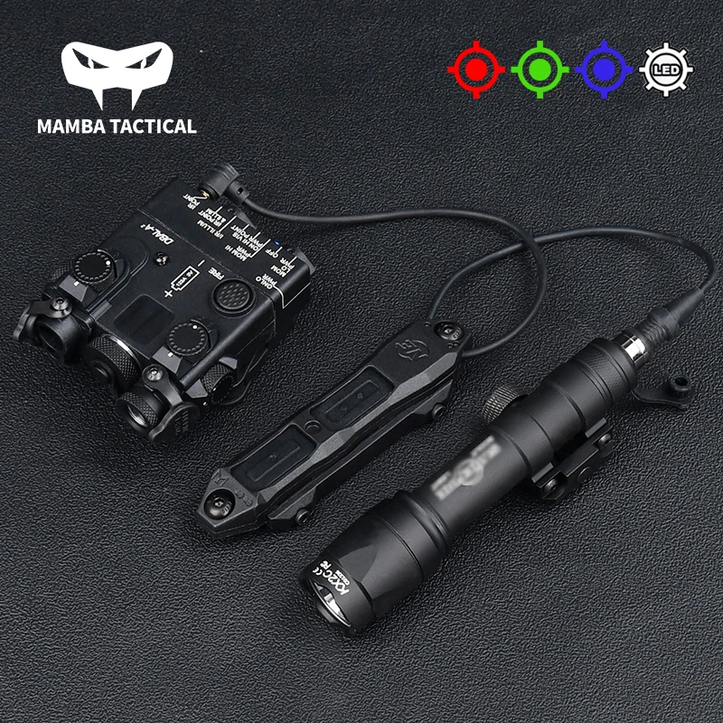 WADSN Tactical DBAL A2 Red Green Dot Laser White LED Light Rifle PEQ DBAL Airsoft Laser Aiming Surefir M600 M300 Weapon Light