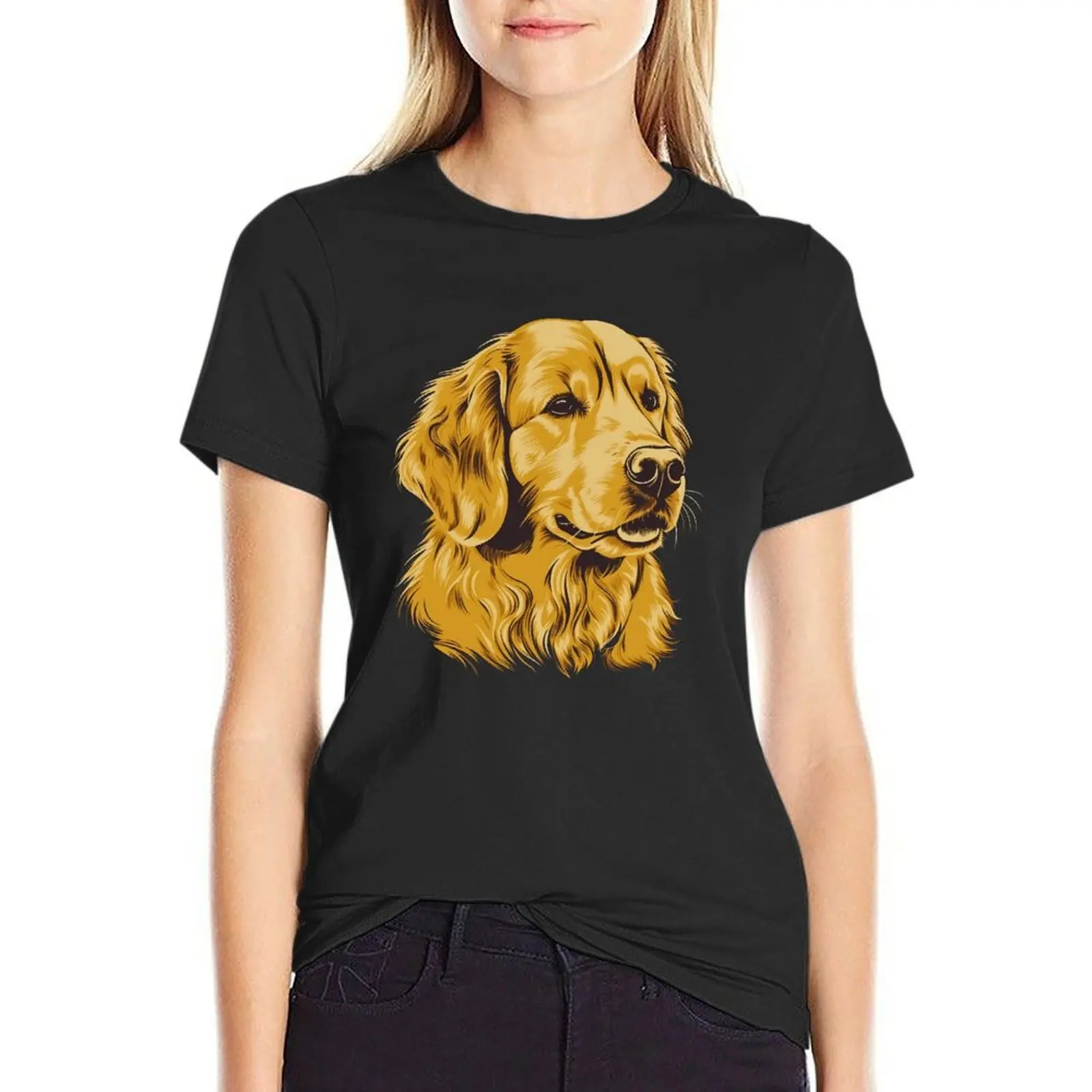 Golden Retriever Labrador Dog Illustration T-Shirt plain anime clothes summer clothes for Women