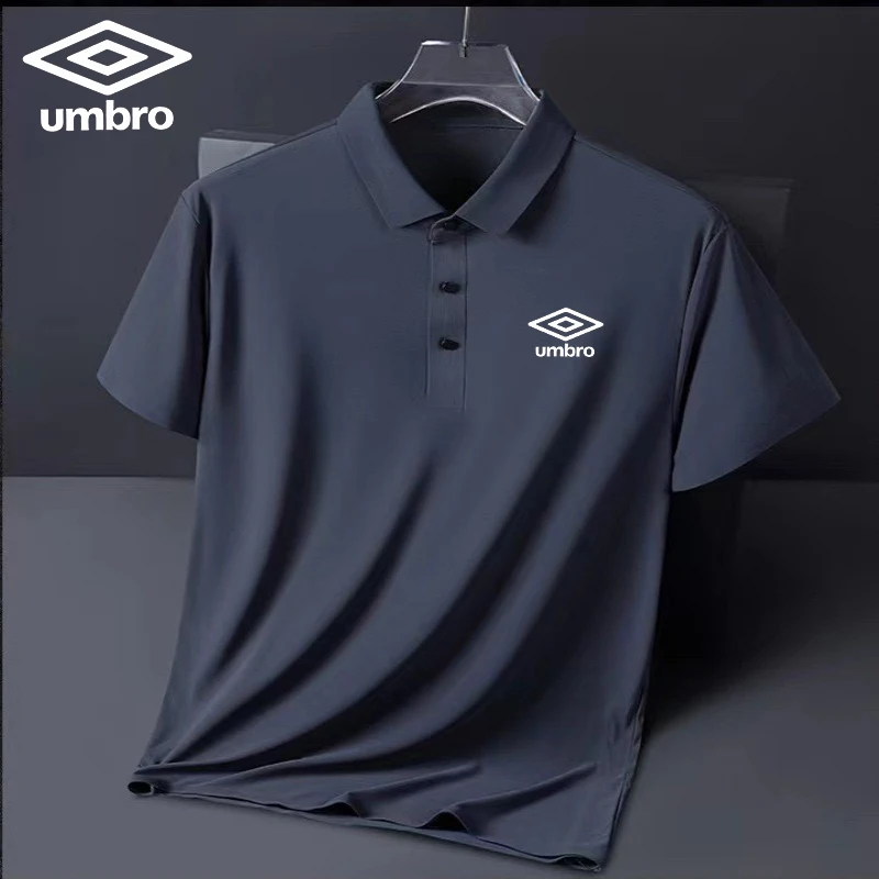 Embroidered Umbro Summer Ice Silk Nylon Polo Shirt High-End T-Shirt New Half Sleeve Non-Marking Casual Business Thin Menswear