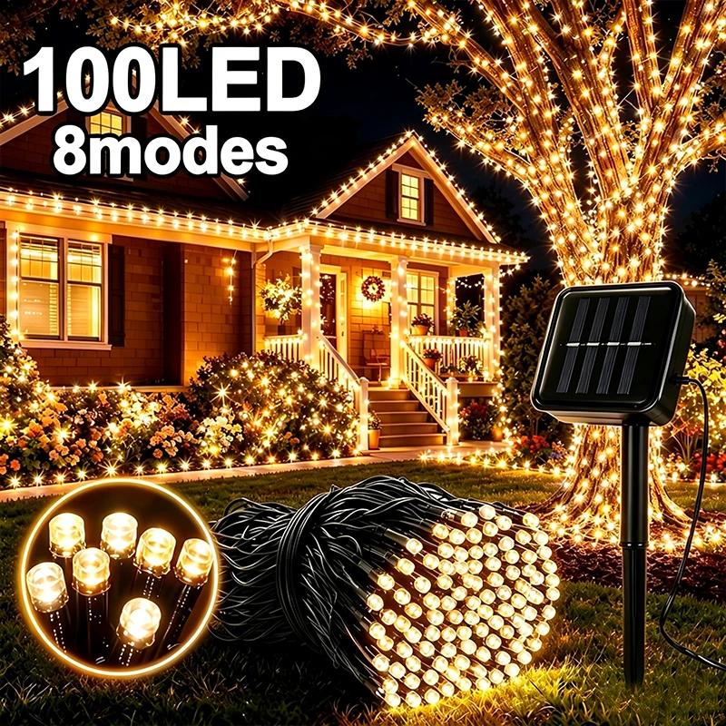 Outdoor Solar Power Xmas Lights - Fairy Lights Solar Powered 8 Modes