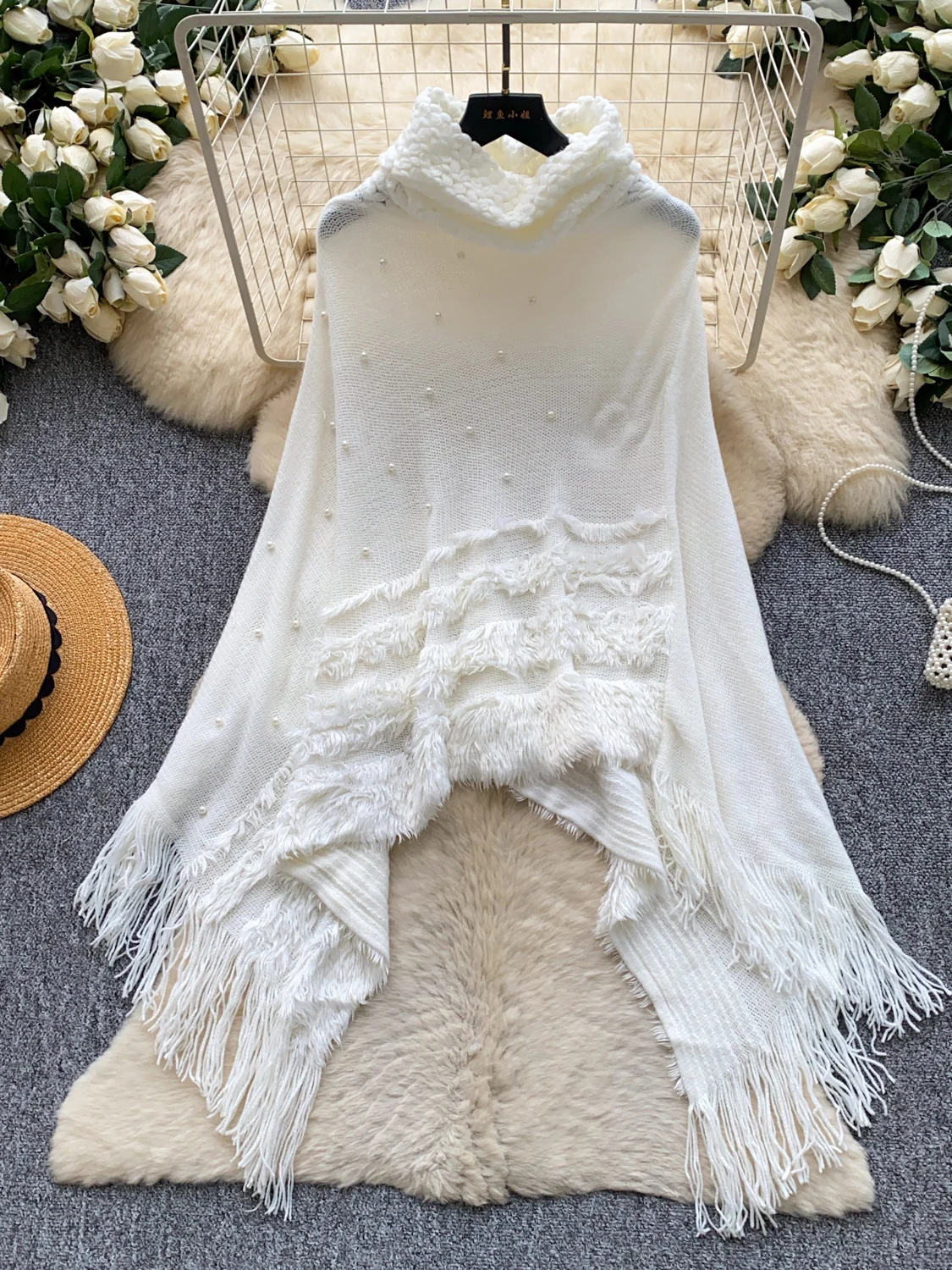 Ladies' Lazy Style High Collar Tassel Knitwear Loose Fit Autumn Fashion Slimming Atmosphere Sense Long Sleeve Sweater