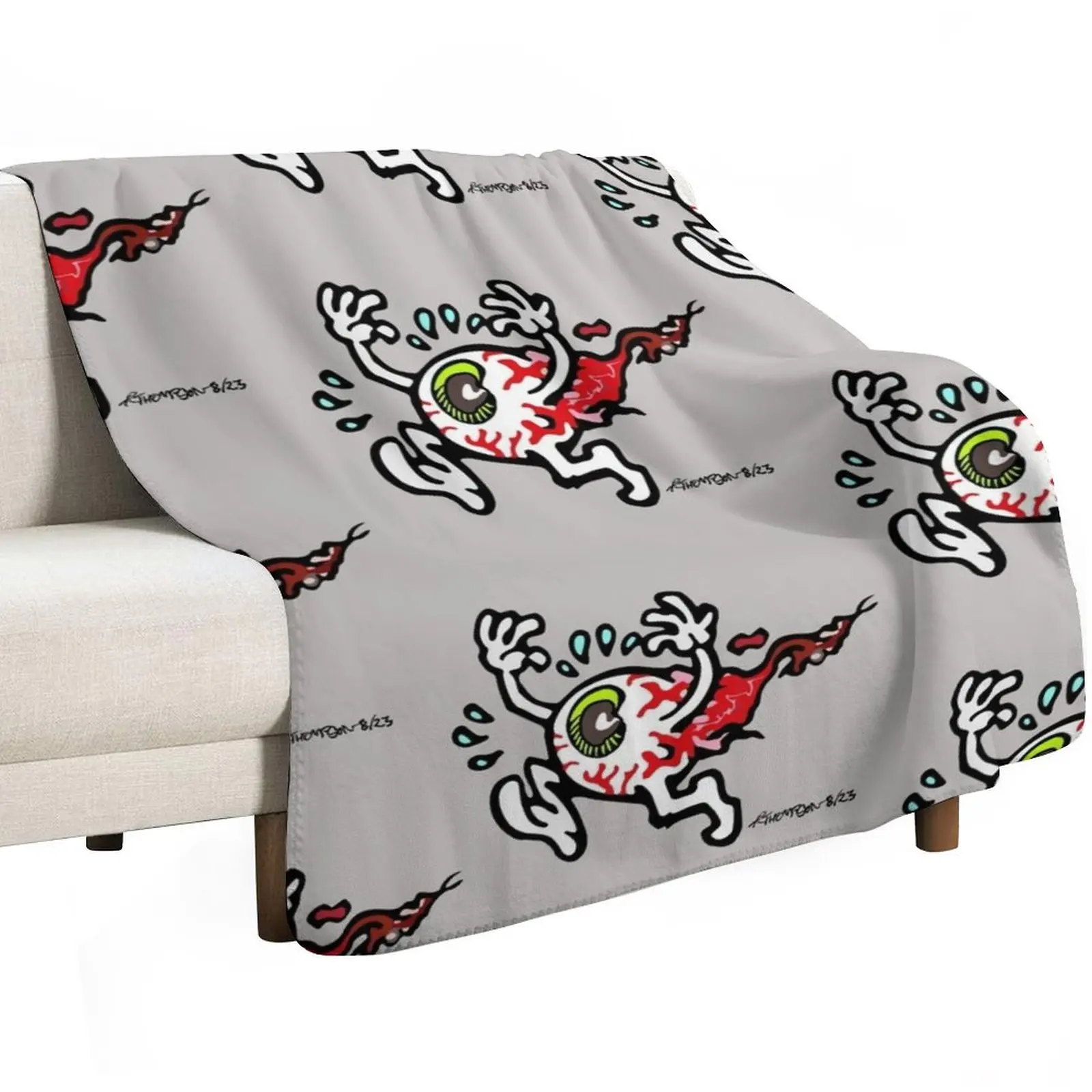 Eyeball Running Scared from Two Dead Boys Throw Blanket Bed Comforter Cute Plaid warm winter Blankets