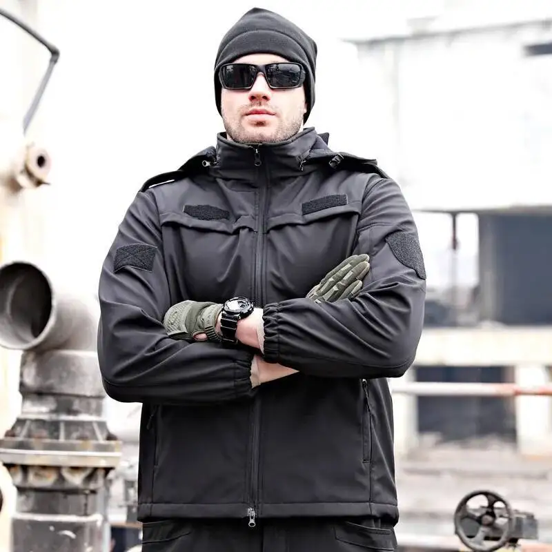 

Men S Autumn And Winter Military Fan Shark Skin Soft Shell Set Fleece Thick Warm Clothing Outdoor Commuting Windproof Suit