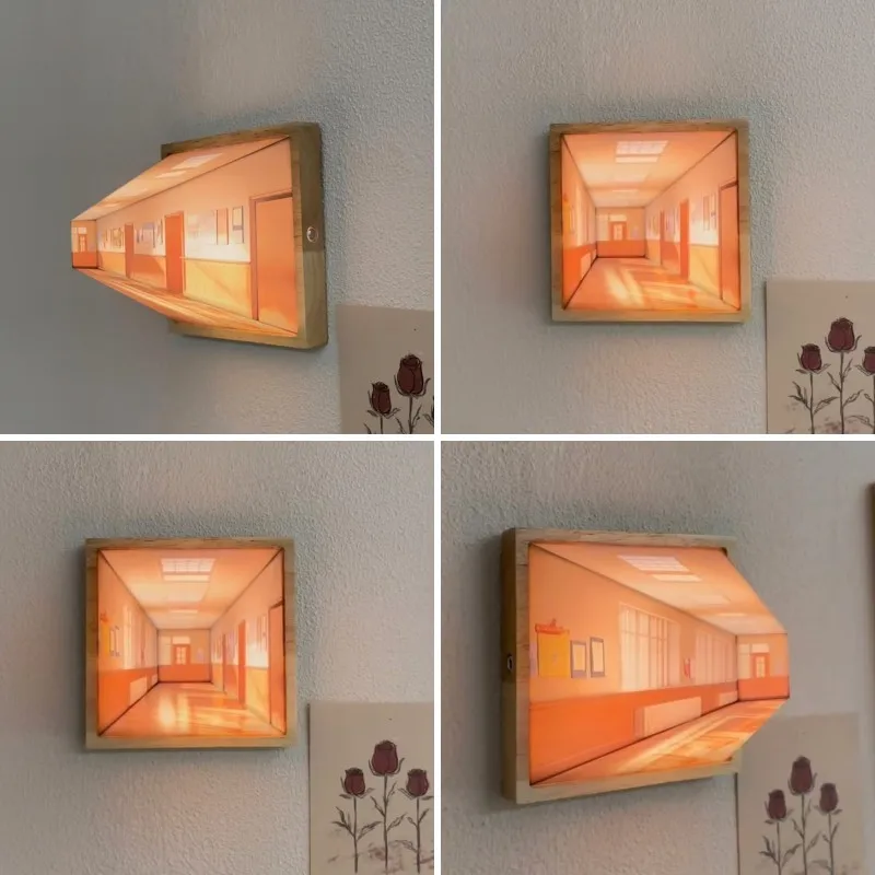 3d Naked Eye Vision Night Light Wall Lamp Decoration For Living Room Bedroom Wooden Recharge Atmosphere Table Lamp Funny Gifts