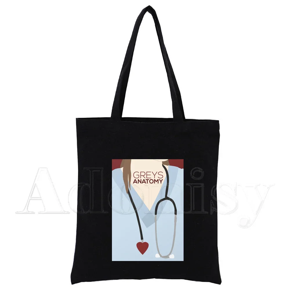 Greys Anatomy Harajuku Solid Color Canvas Women's College Ulzzang Korean Black Large Capacity White Casual Fashion Shoulder Bags