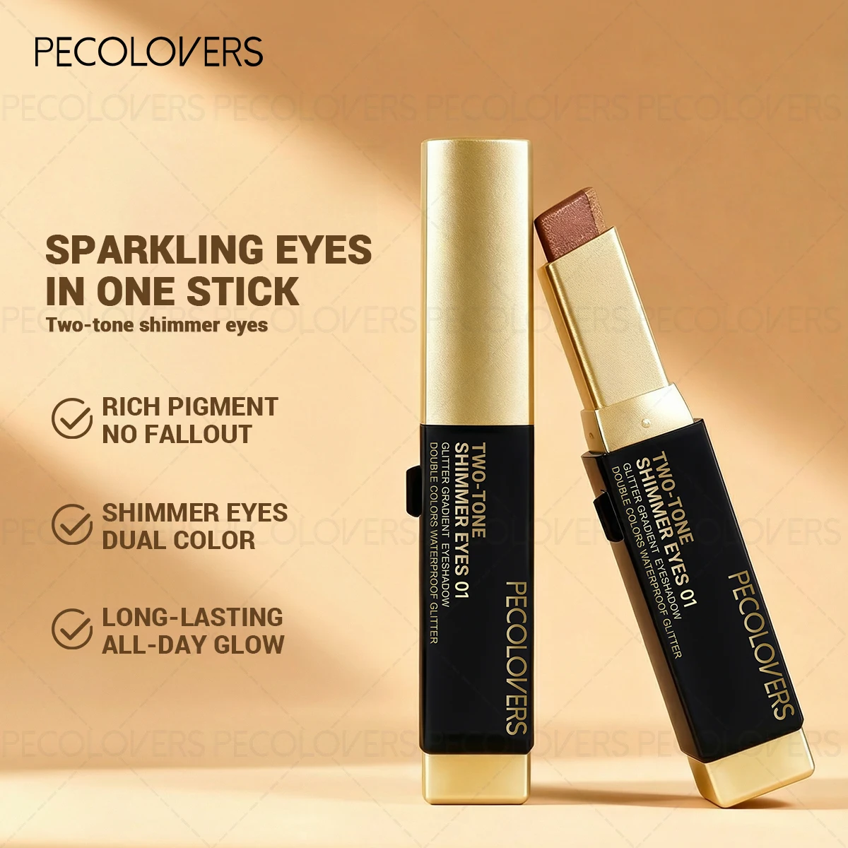 6PCS/Set Two-color Push-pull Eye Shadow Stick, Eye Highlight, Lazy Eye Shadow, Two-color Stacking, Waterproof and Sweat-proof, Eye Cosmetics