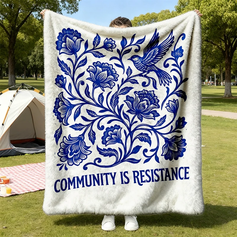 Community Is Resistance Floral Protest Colors Flannel Blanket, Equal Rights Flannel Blanket, Women's Flannel Blanket