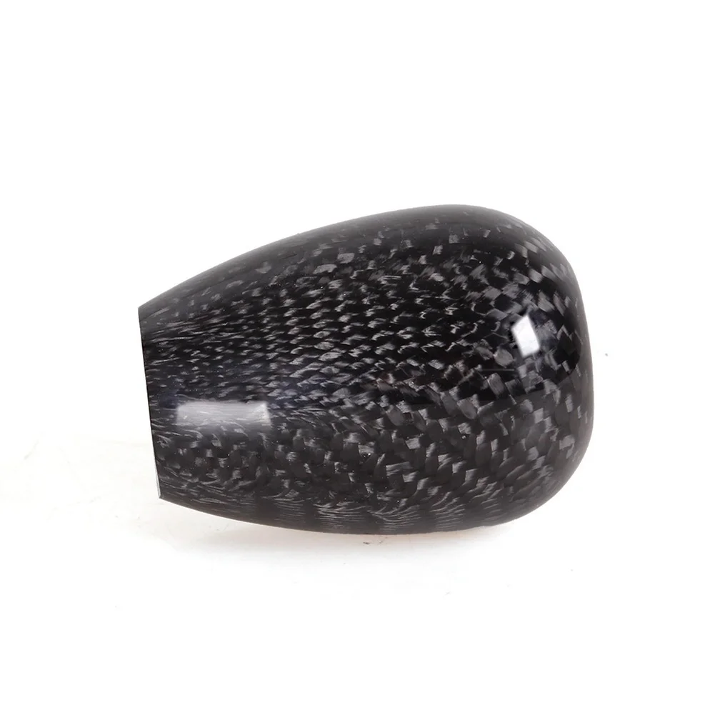 Carbon Fiber Shift Knob with Short Duck Egg Shape and Resin Finish Equipped with Thread Adapters for Broad Use
