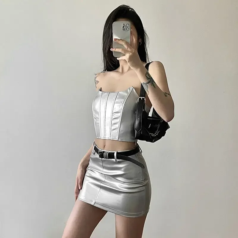 

Night Club 2 Pieces Skirt Sets for Women Co Ord Y2k Streetwear Elegant Casual New Matching The Function Jacket Full Woman Outfit