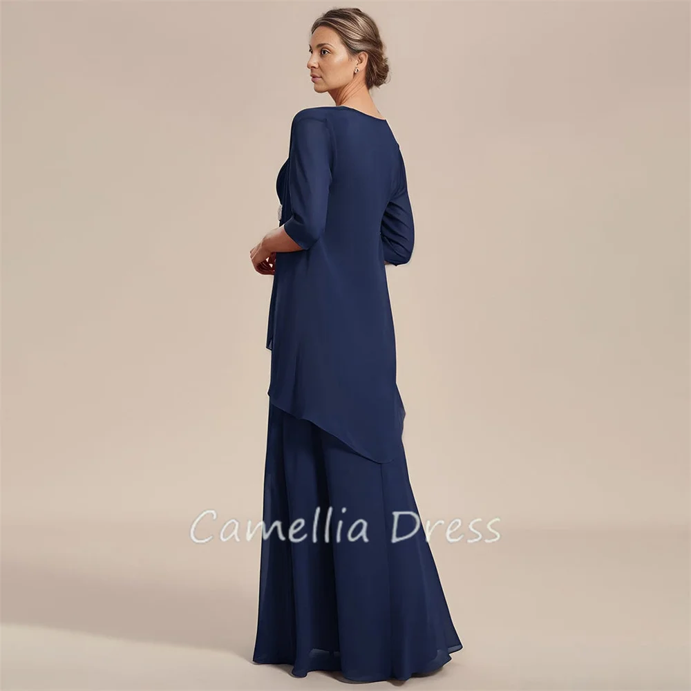 Stunning Square Neck Mother Of The Bride Dress A-Line Chiffon Two-Piece Elegant Formal Dresses Vestidos Mae Da Noiva Casamentos