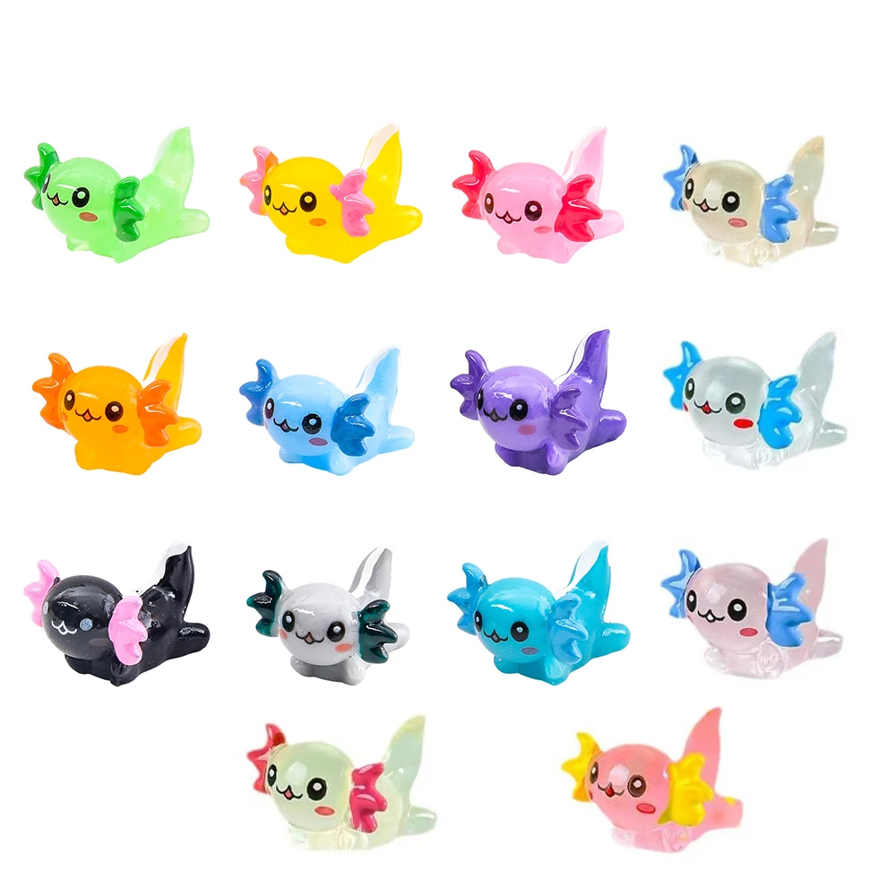 Mini Resin Axolotl Animals Tiny Axolotl Figurine for Fairy Garden Landscape Aquarium Potted Plant Prank Game DIY Ornament Party