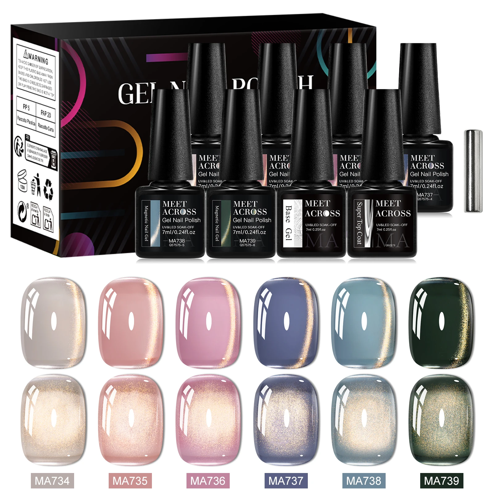 9pcs Naakt Roze Glas Cat Eye Gel Nagellak Set Glazen Kraal Effect Semi Permanente Losweken UV Gel vernis Nail Art Manicure Kit