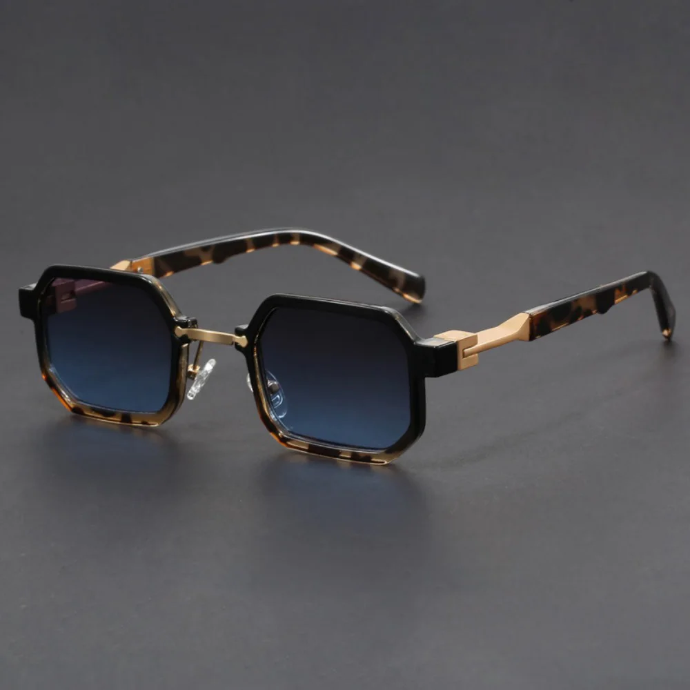 Trendy Frosted Acetate Octagon Sunglasses Contrast Color Green White Temple Gradient Shades for Women