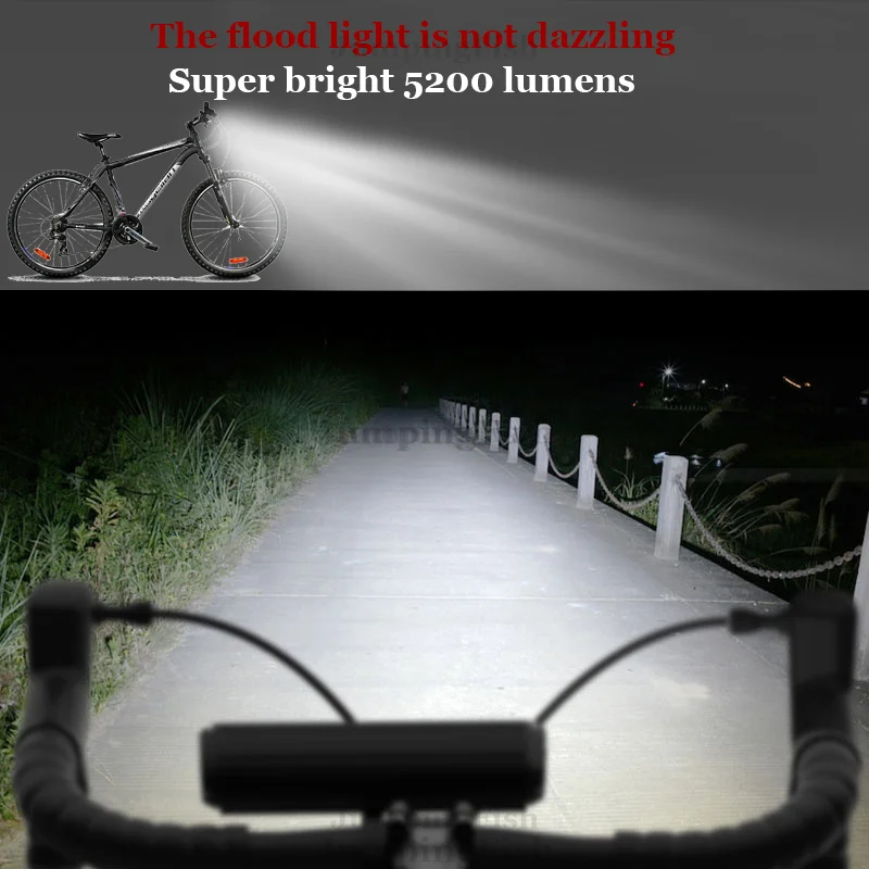 Bicycle Light Front 5200LM LED Light for Bicycle 8000mAh Mountain Cycle Headlight Lamp MTB Bike Light USB Flashlight Super Brigh