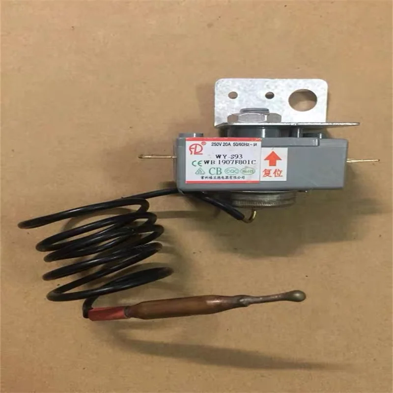 Termostato con terminali a 4 pin 1PC 250VAC 20A per bollitore scaldabagno elettrico diametro capillare 3,5 mm. Dimensioni corpo 48 x 28 x 19 mm