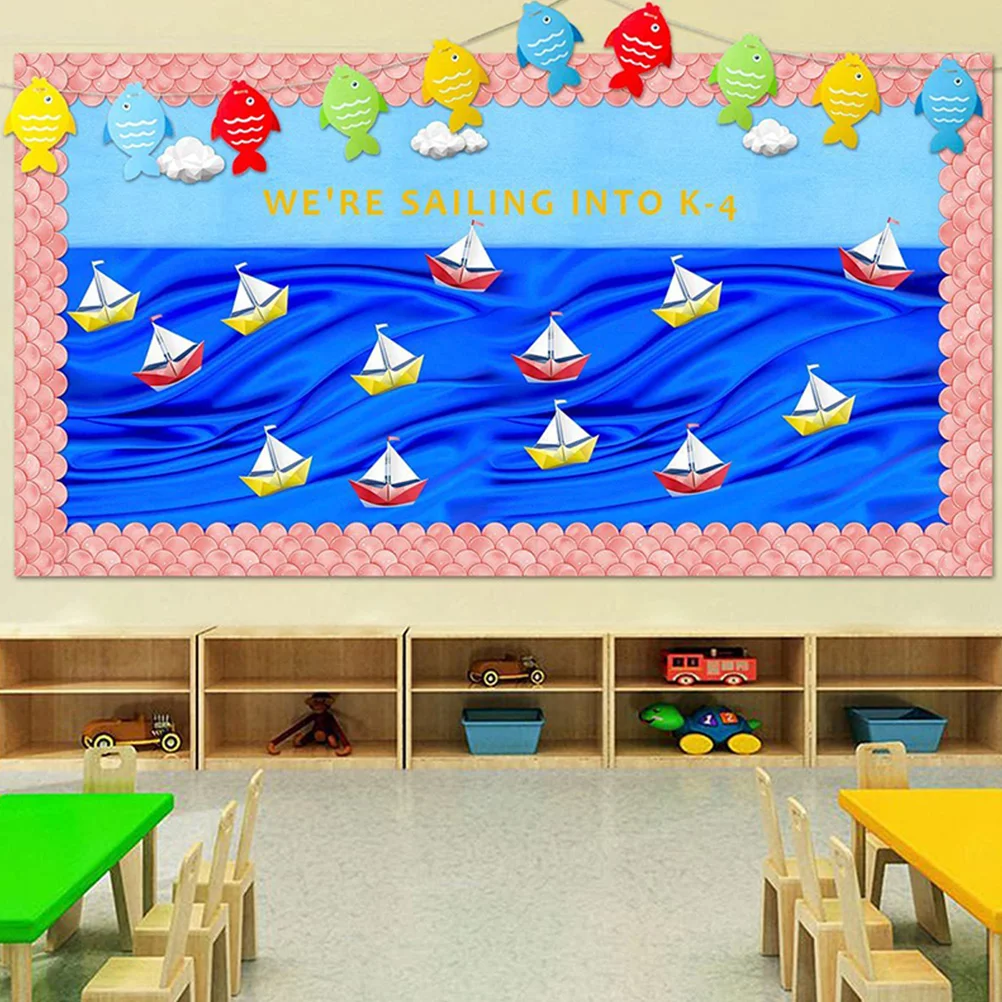 

1pcs 1 Roll Wave Pattern Peel Stick Bulletin Board Border Decor For Classroom Blackboard Wall Door Window Wardrobe Self-Adhesive
