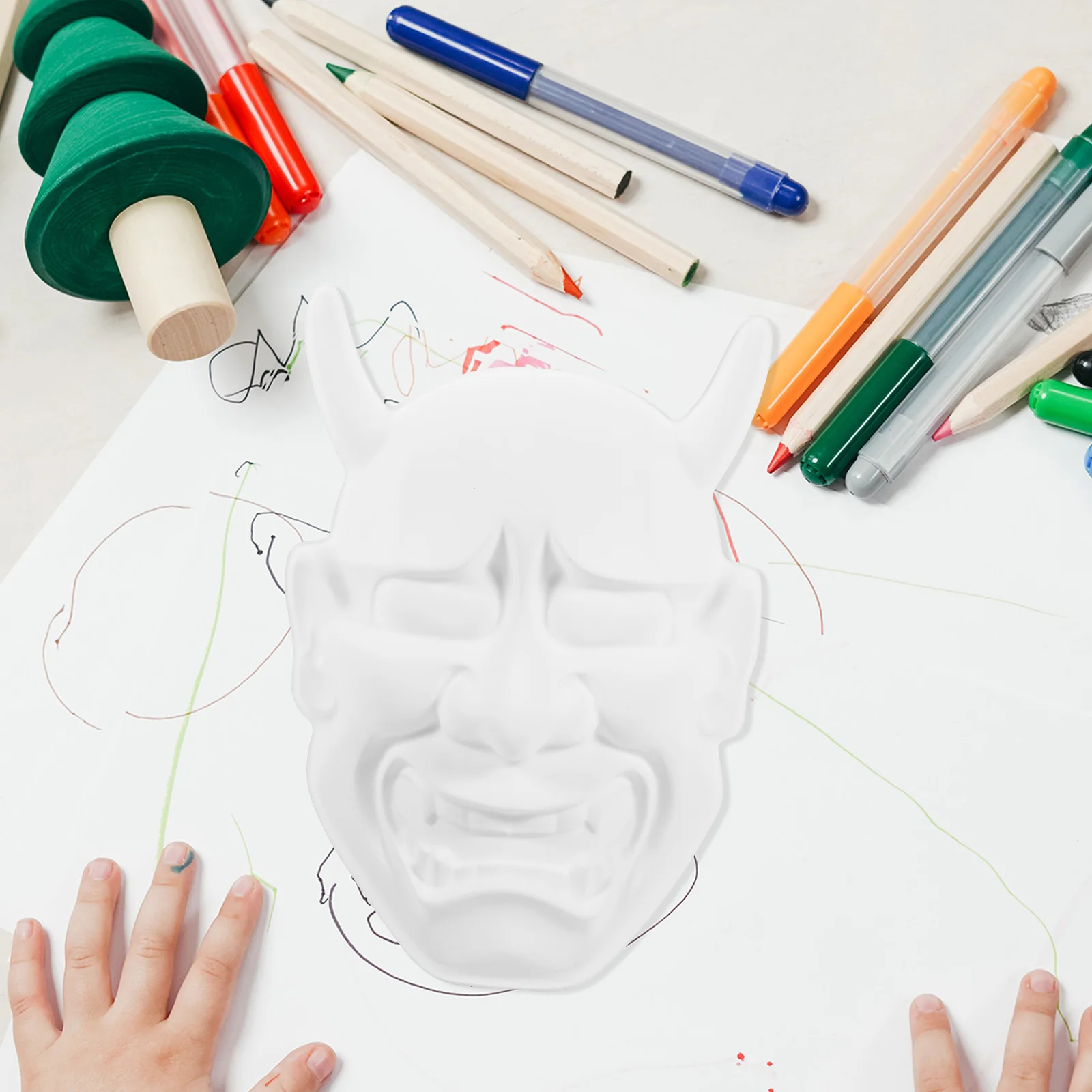 

4 Pcs Monster Masks Unpainted PVC Blank DIY Paintable Masks for Kids Halloween Party Masquerade Bulk White