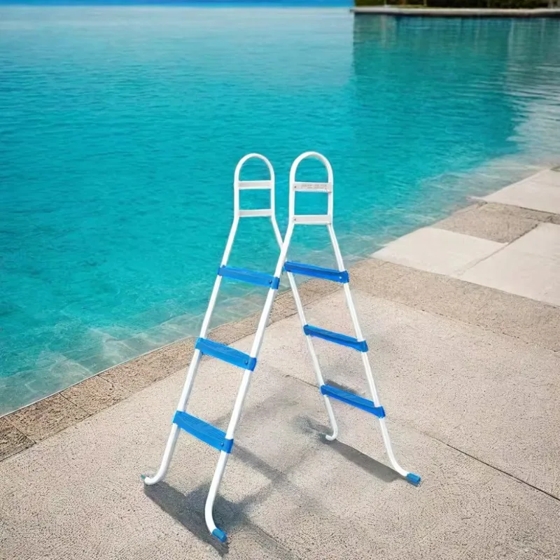 3-Step A-Frame PVC Swimming Pool Ladder Strong Anti-Slipping Design for Outdoor Above-Ground Use