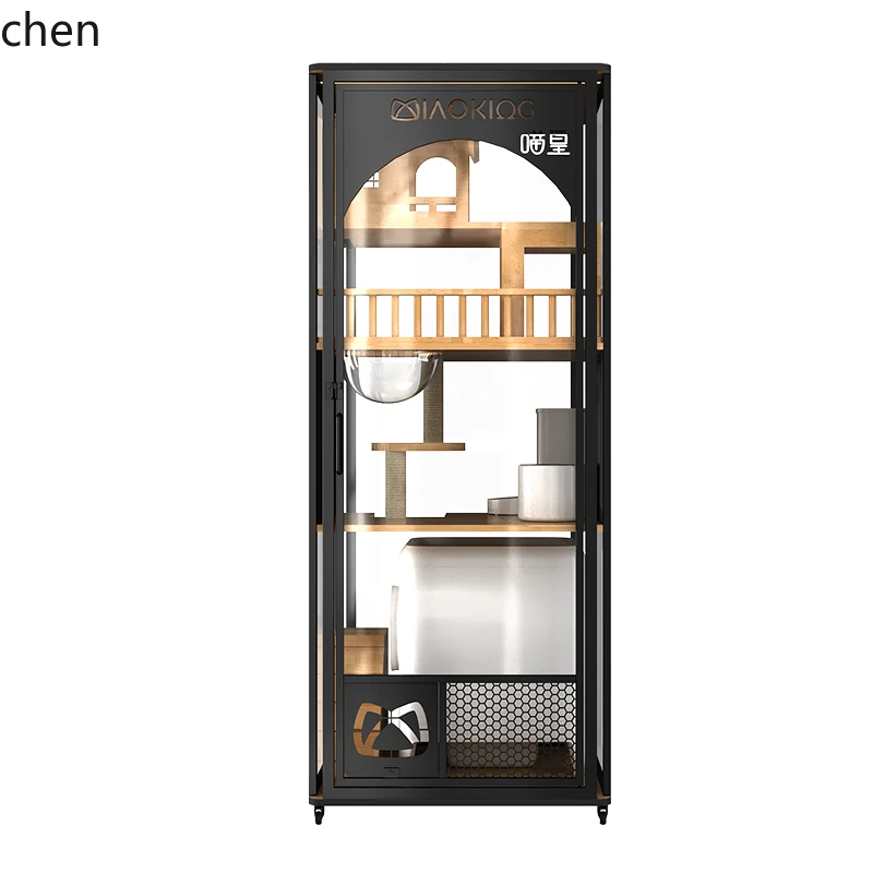 

ZML cat villa house panoramic glass cage automatic cat litter box does not occupy an indoor integration