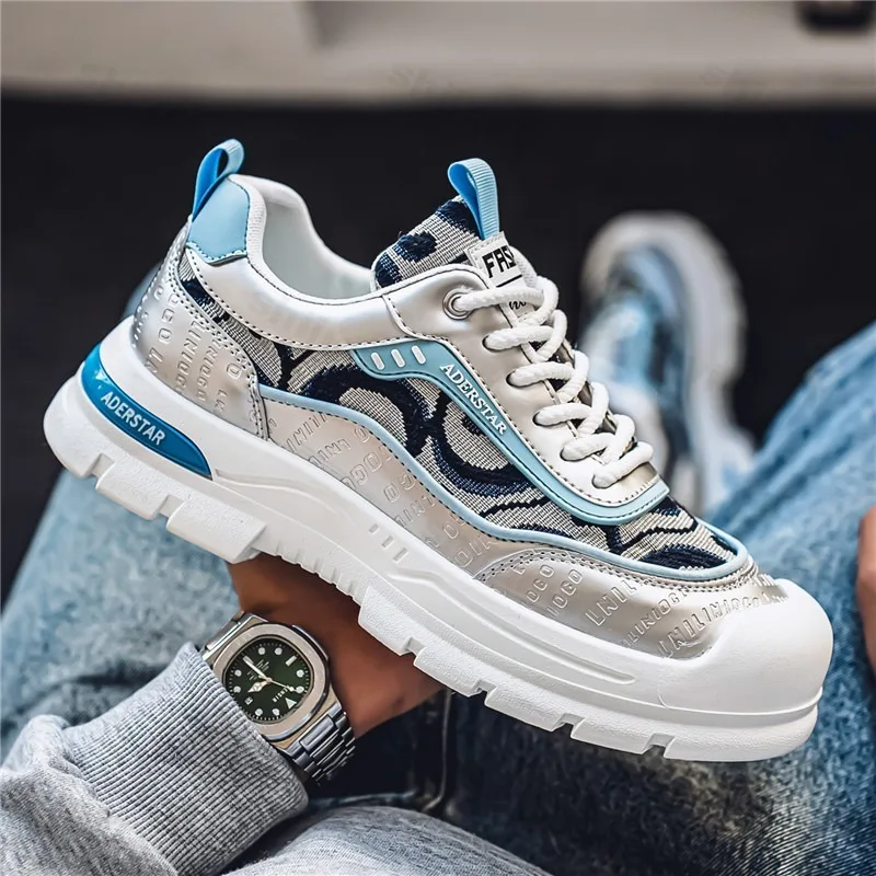 

Низкая спортивная повседневная обувь для мужчин, новинка 2023 года, летняя модная трендовая сетчатая дышащая обувь на толстой подошве, удобные кроссовки на массивном каблуке