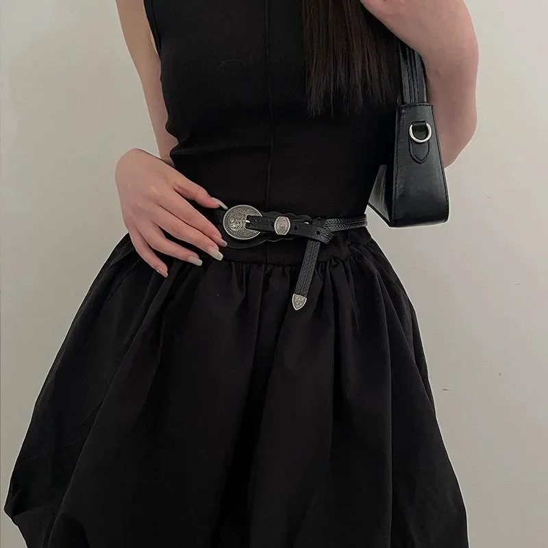 

Vintage Thin Waistband Women's Fashion Waist Belt Adjustable Needle Buckle Belts Jeans Dress PU Leather Girdle Retro Accessories