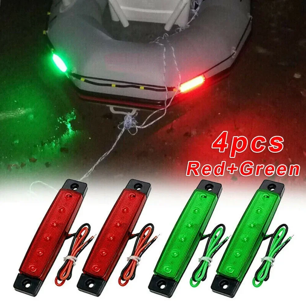 Luces LED de navegación para barco, lámpara de señal impermeable para yate marino, Kayak, velero, Pontón, 4 piezas, color rojo y verde