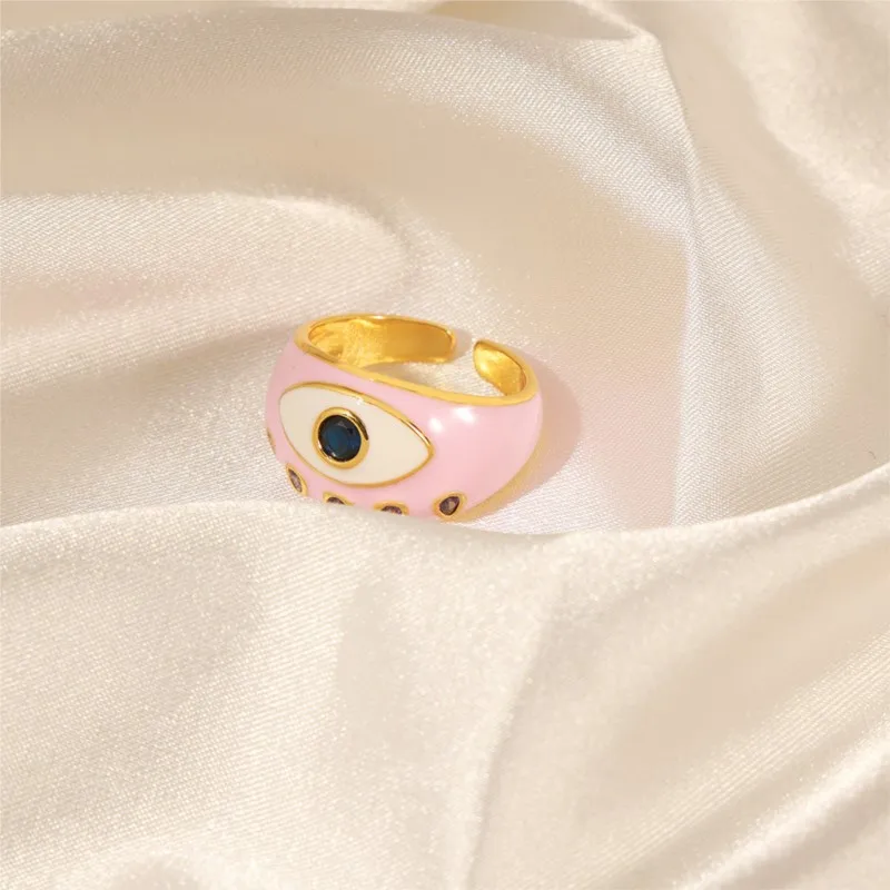 Evil Eye Rings For Women Men Adjustable Vintage Colorful Enamel Open Ring Girls Aesthetic Luxury Designer Jewelry Gift