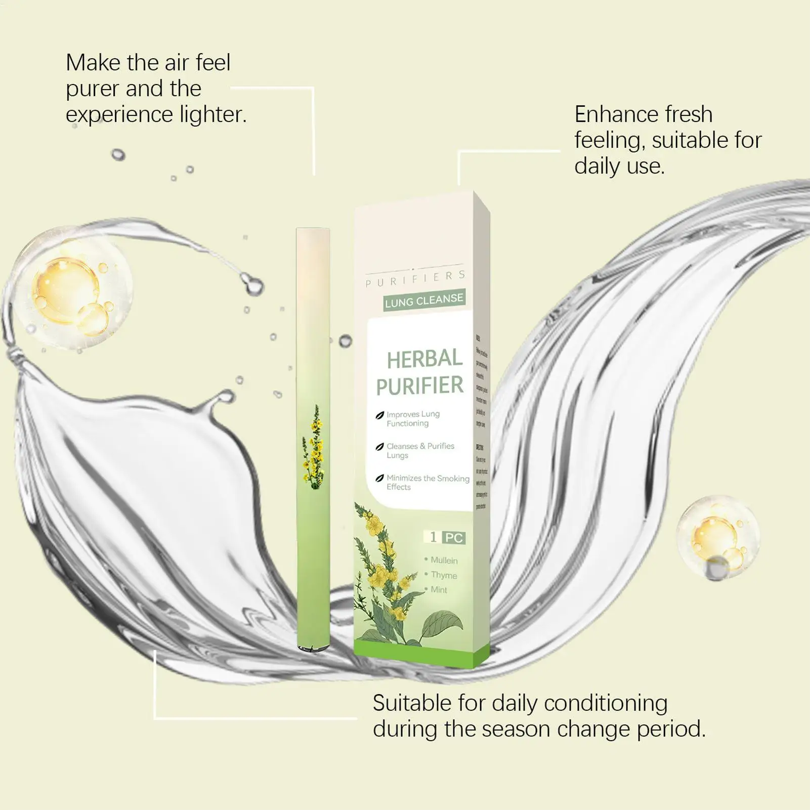 Lung Cleanse Inhaler Breathing Support Inhaler Soothing Diffuser Natural Cleanser for Air Freshening Recovery Travel Home Women