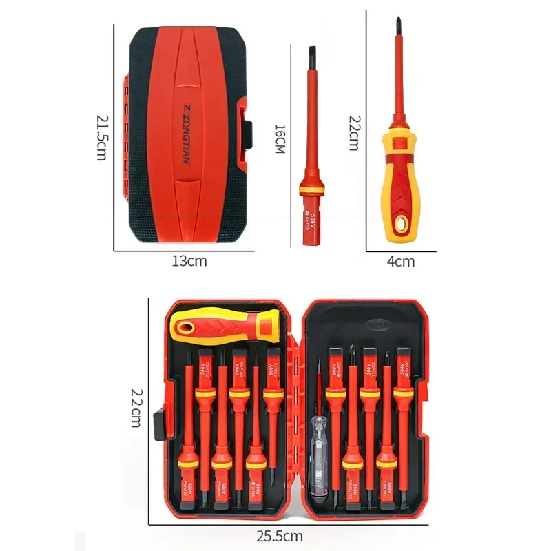 8/13PCS 1000V VDE Insulated Screwdriver Set Magnetic Slotted Bits for Electrical Repair Professional image 2