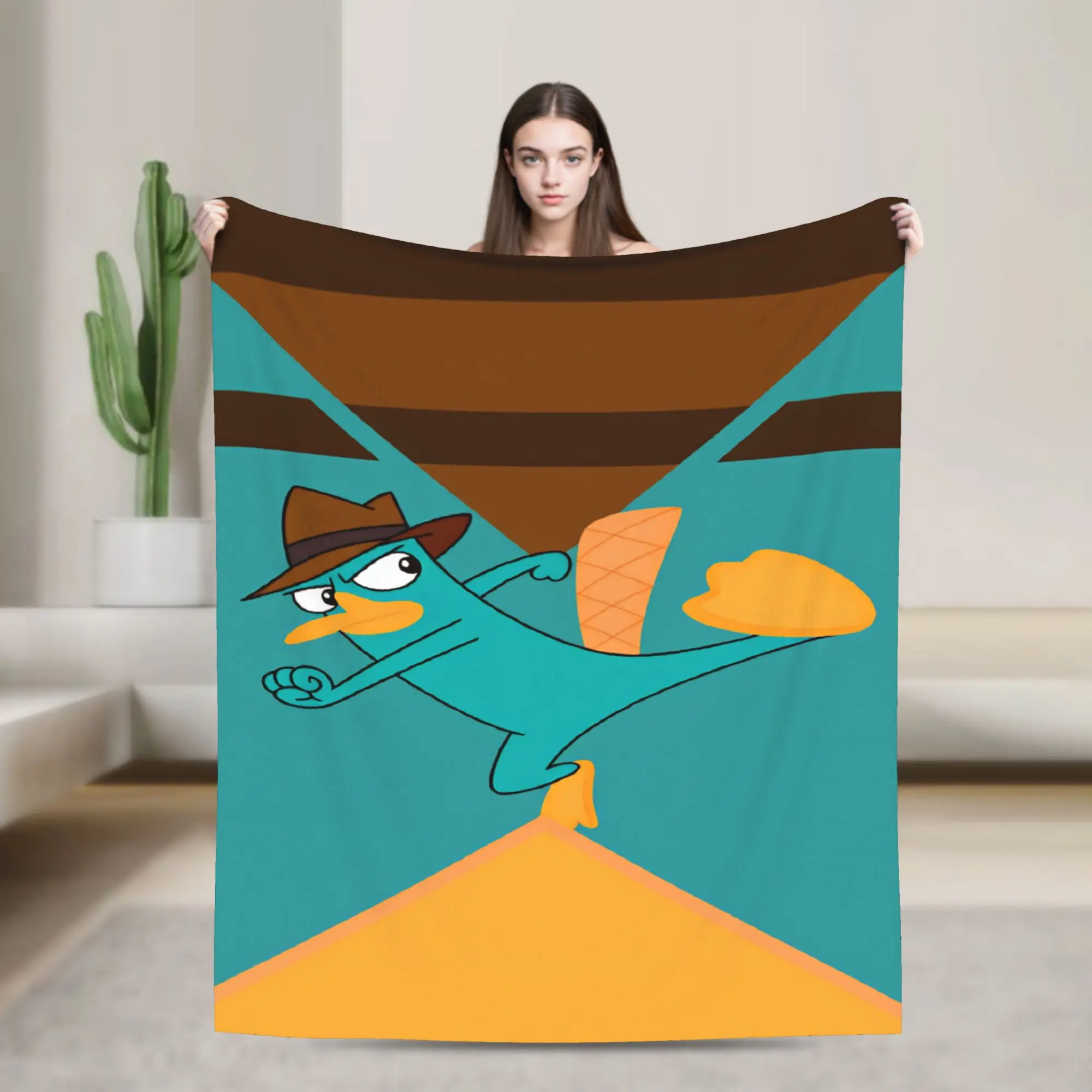 Perrys The Platypused Warm Soft Blanket  Girls Boys Plush Throw Blanket Fashion Outdoor Flannel Bedspread Sofa Bed Cover