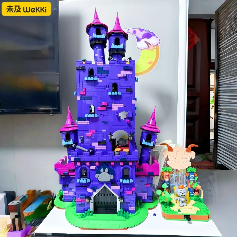 Wekki Wolf Castle Building Blocks Pleasant Goal and Big Big Wolf Assembled Model Brick Street View Cartoon Puzzle Children Toy